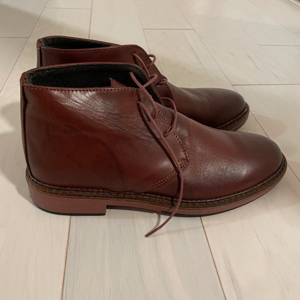 Men’s Italian leather shoes- Burgundy - Picture 3 of 4